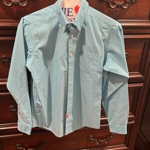 Brooks Brothers Kids Aqua Pinstripe Button Down Shirt